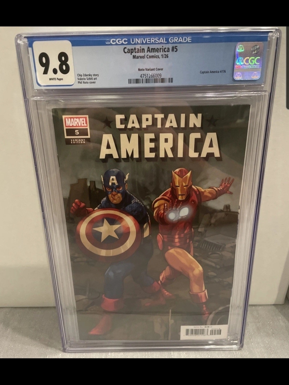 Marvel Captain America Comic Art in Blue, Red & Gold Case Display